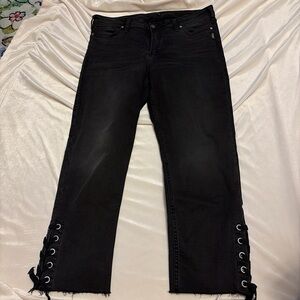 Silver Jeans Black Cropped Lace-Up Jeans